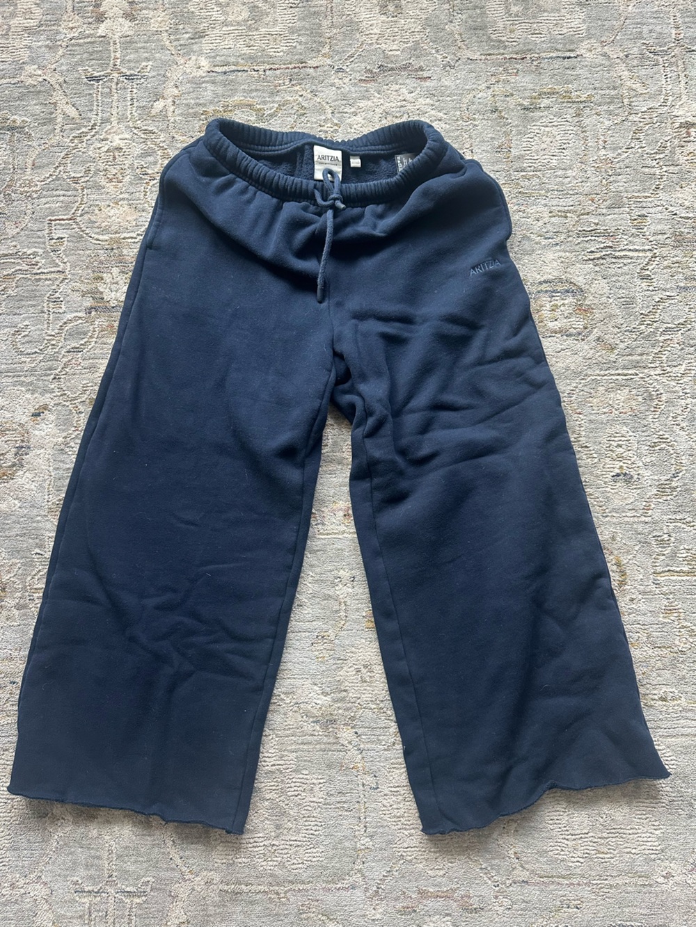 Aritzia Navy Wide-Leg Drawstring Sweatpants